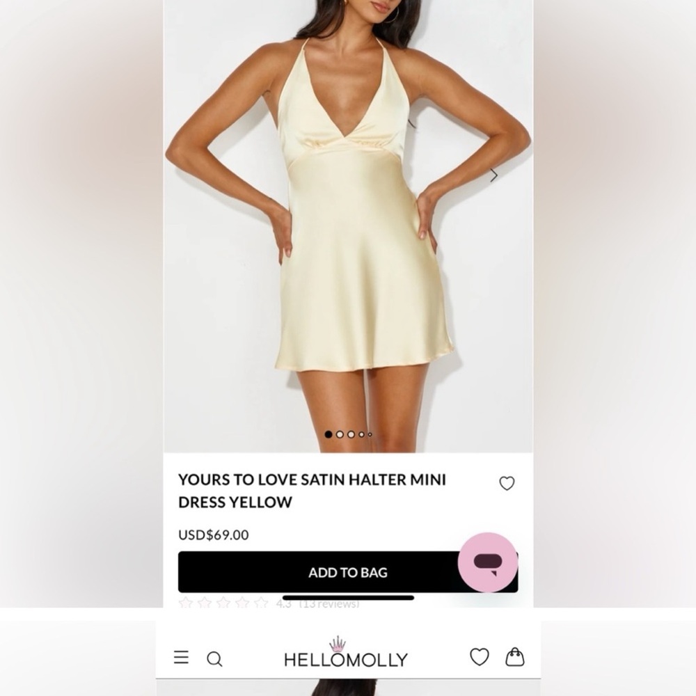 Hello Molly Yours To Love Satin Halter Mini Dress - Cream